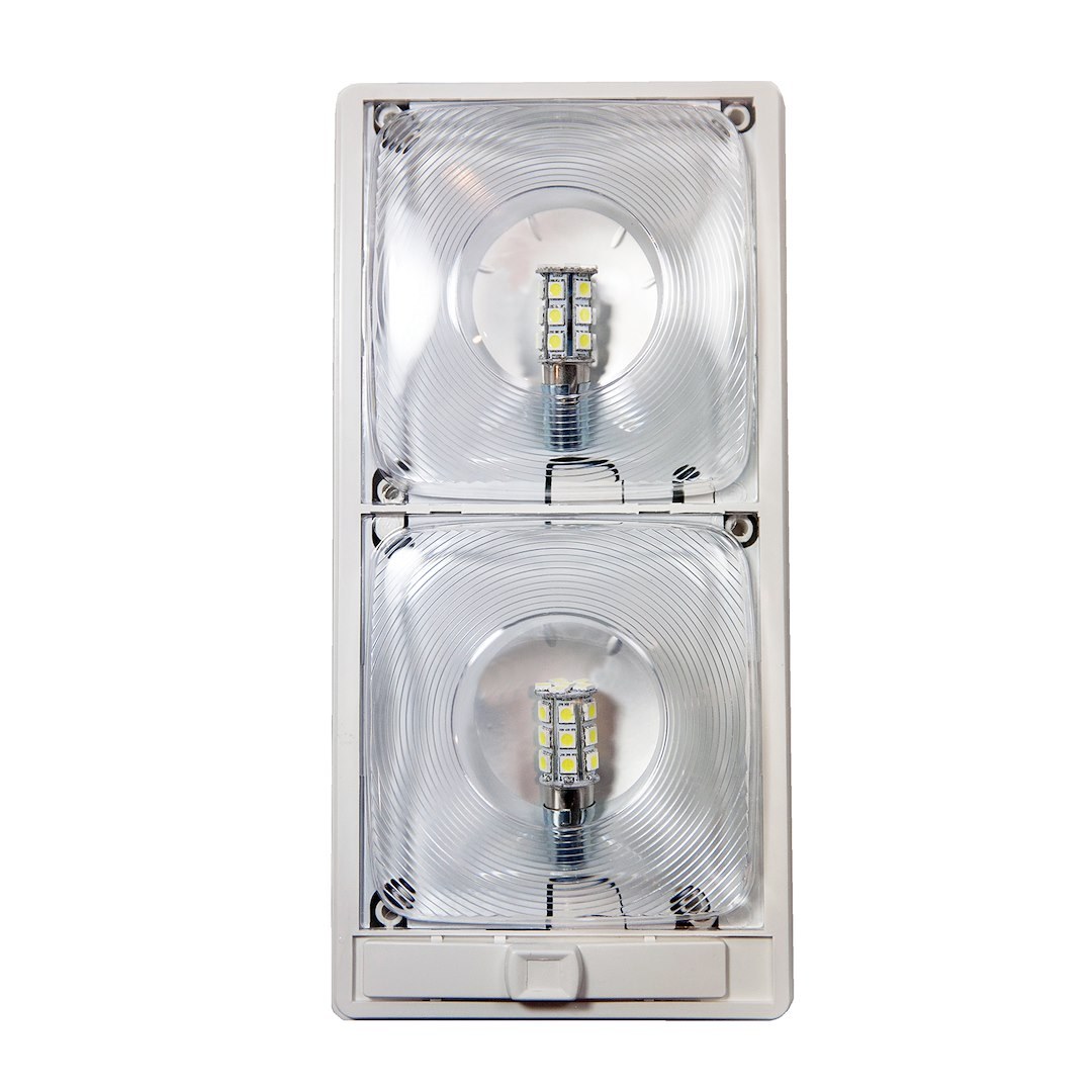 Arcon Interior Light – LED, LED Ceiling Double Light, 12 Volt, Clear Lens, 11-1/2 Inch Length X 5-1/2 Inch Width X 1-5/8 Inch Height – 20716