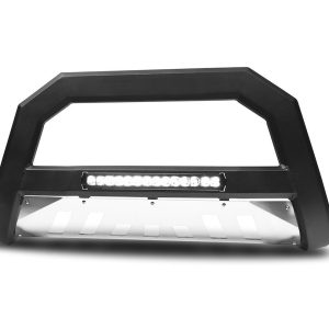 Armordillo Bull Bar, AR Series, Powder Coated, Matte Black, Steel, With LED Light Bar, With Aluminum Skid Plate – 8705209