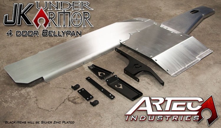 Artec Indust Skid Plate, Belly Pan, Bare, Silver, Aluminum, With Zinc Plated Steel Brackets – JK1010