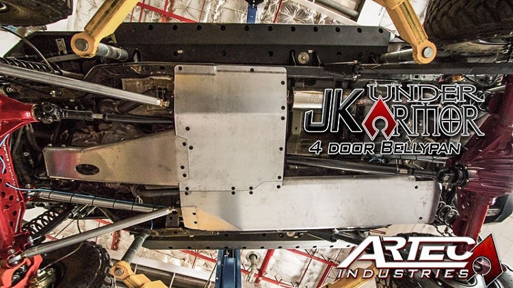 Artec Indust Skid Plate, Belly Pan, Bare, Silver, Aluminum, With Zinc Plated Steel Brackets – JK1010