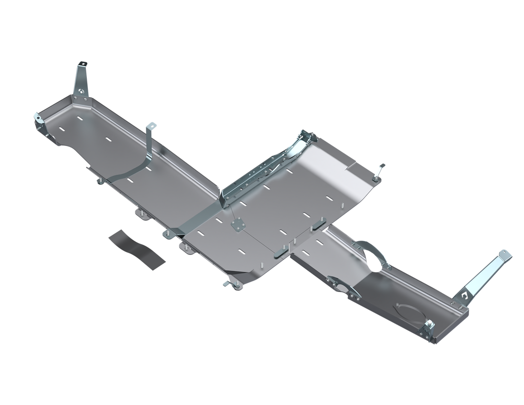 Artec Indust Skid Plate, Alpha Series, Full Bellypan with Oil Door, Bare, Silver, Aluminum, With Zinc Plated Steel Brackets – JL4164