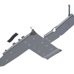 Artec Indust Skid Plate, Alpha Series, Full Bellypan with Oil Door, Bare, Silver, Aluminum, With Zinc Plated Steel Brackets – JL4164