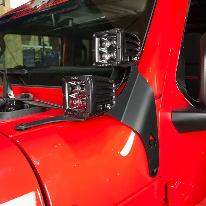 Artec Indust Driving/ Fog Light Mounting Bracket, A-Pillar Bolt-On Mount, Powder Coated, Mounts Four Lights – JL5603