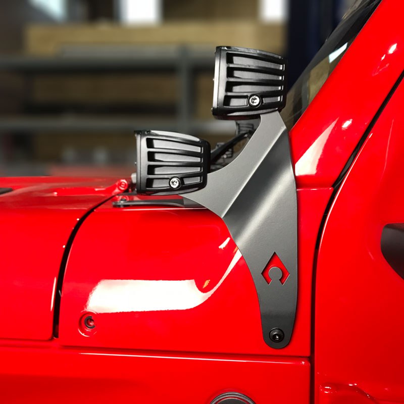 Artec Indust Driving/ Fog Light Mounting Bracket, A-Pillar Bolt-On Mount, Powder Coated, Mounts Four Lights – JL5603