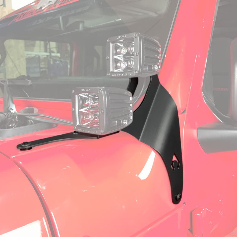 Artec Indust Driving/ Fog Light Mounting Bracket, A-Pillar Bolt-On Mount, Powder Coated, Mounts Four Lights – JL5603