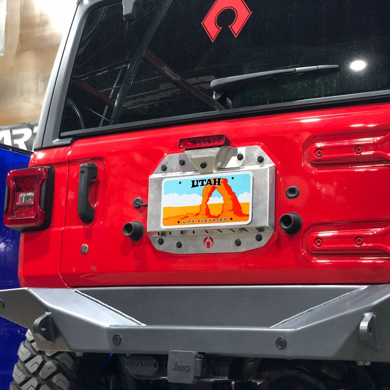 Artec Indust License Plate Relocation Kit, Relocates License Plate After Removing OEM Bumper and Spare Tire, Aluminum, Non-Illuminated – JL5626