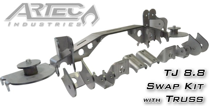 Artec Indust Axle Housing Truss, For Dana 30 or Dana 44, Over the Top, Weld on, Mild Steel, With Coil Bracket and Bump Stop – TR8801