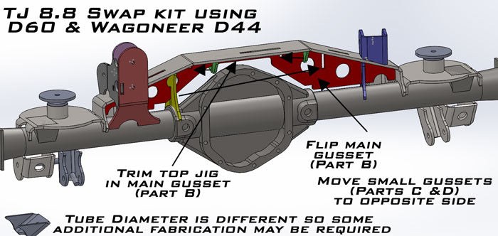 Artec Indust Axle Housing Truss, For Dana 30 or Dana 44, Over the Top, Weld on, Mild Steel, With Coil Bracket and Bump Stop – TR8801