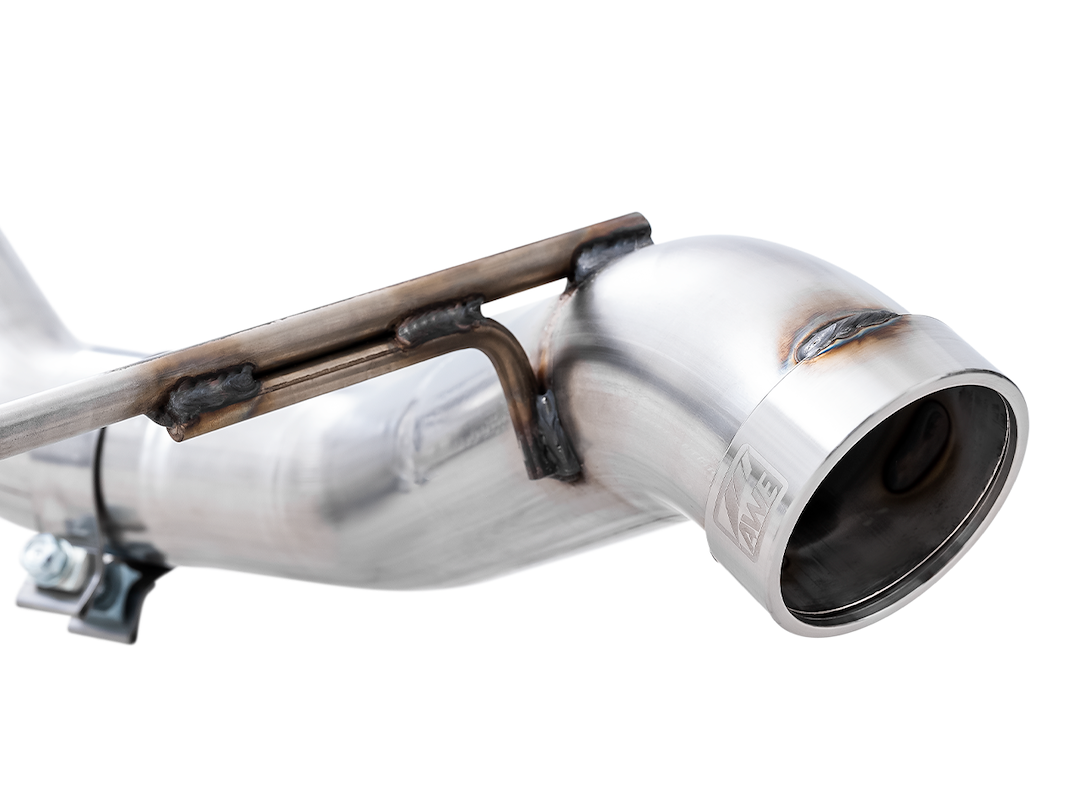 AWE Tuning Exhaust System Kit, 0FG Cat-Back System, T304L Stainless Steel, Without Muffler, Without Tip, With Bashguard – 3015-21000