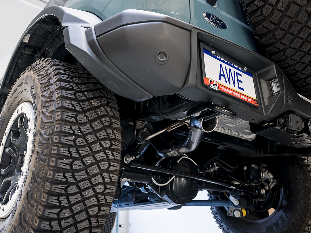 AWE Tuning Exhaust System Kit, 0FG Cat-Back System, T304L Stainless Steel, Without Muffler, Without Tip, With Bashguard – 3015-21000