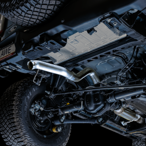 AWE Tuning Exhaust System Kit, 0FG Cat-Back System, T304L Stainless Steel, Without Muffler, Without Tip, With Bashguard – 3015-21000