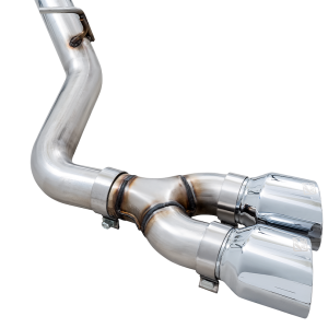 AWE Tuning Exhaust System Kit, 0FG Cat-Back System, Stainless Steel, Without Muffler, Single Exhaust with Dual Exits, Side Exit – 3015-22207