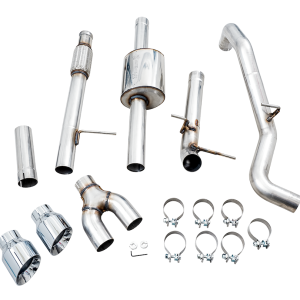 AWE Tuning Exhaust System Kit, 0FG Cat-Back System, Stainless Steel, Without Muffler, Single Exhaust with Dual Exits, Side Exit – 3015-22207