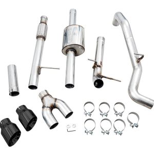 AWE Tuning Exhaust System Kit, 0FG Cat-Back System, Stainless Steel, Without Muffler, Single Exhaust with Dual Exits, Side Exit – 3015-23208
