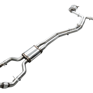 AWE Tuning Exhaust System Kit, Touring Edition Cat-Back System, Stainless Steel, With Mufflers, Dual Exhaust with Dual Outlet, Rear Exit – 3015-31003