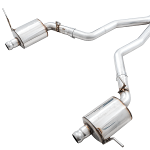 AWE Tuning Exhaust System Kit, Touring Edition Cat-Back System, Stainless Steel, Without Muffler, Dual Exhaust, Rear Exit, Stock Tips – 3015-31017