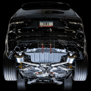 AWE Tuning Exhaust System Kit, Touring Edition Cat-Back System, Stainless Steel, Without Muffler, Dual Exhaust, Rear Exit, Stock Tips – 3015-31017