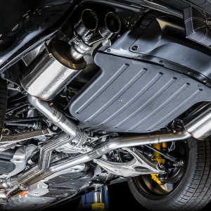 AWE Tuning Exhaust System Kit, Touring Edition Cat-Back System, Stainless Steel, Without Muffler, Dual Exhaust, Rear Exit, Stock Tips – 3015-31017