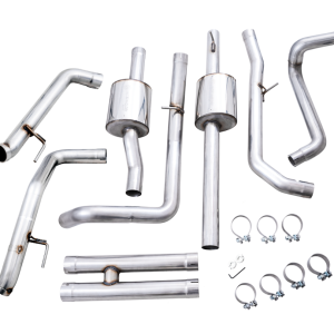 AWE Tuning Exhaust System Kit, 0FG Cat-Back System, T304L Stainless Steel, Without Muffler, Dual Exhaust with Dual Exit, Rear Exit – 3015-31972