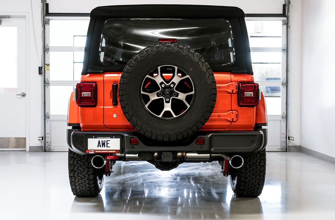 AWE Tuning Exhaust System Kit, Tread Edition Axle-Back System, Stainless Steel, Without Muffler, 3 Inch Pipe Diameter – 3015-32001