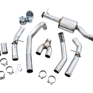 AWE Tuning Exhaust System Kit, 0FG Cat-Back System, T304L Stainless Steel, With Muffler, Single Exhaust with Dual Exits, Rear Exit – 3015-32005