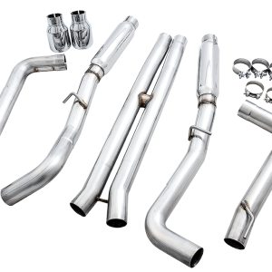 AWE Tuning Exhaust System Kit, Track Edition Cat-Back System, Stainless Steel, Without Muffler, Single Exhaust with Single Outlet – 3015-32112