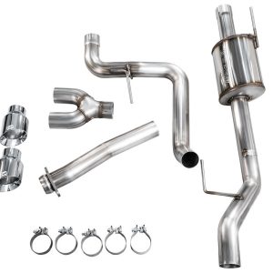AWE Tuning Exhaust System Kit, 0FG Cat-Back System, Stainless Steel, With Muffler, Single Exhaust with Dual Side Exits, Rear Exit – 3015-32145