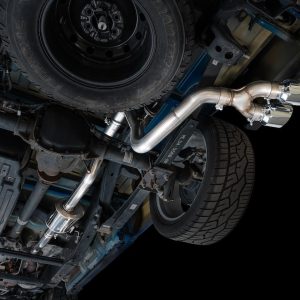 AWE Tuning Exhaust System Kit, 0FG Cat-Back System, Stainless Steel, With Muffler, Single Exhaust with Dual Side Exits, Rear Exit – 3015-32145