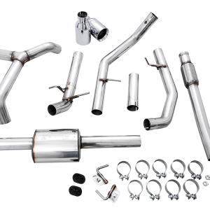 AWE Tuning Exhaust System Kit, 0FG Cat-Back System, Stainless Steel, Without Muffler, Single Exhaust with Dual Exits, Rear Exit – 3015-32205