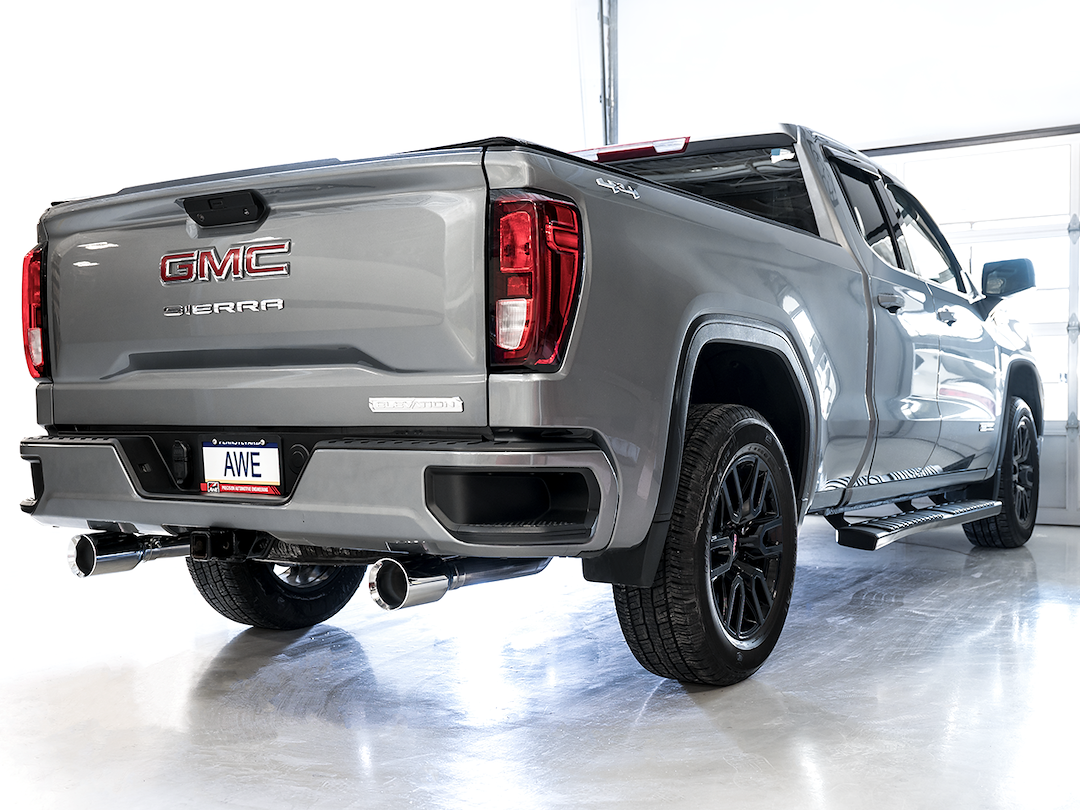 AWE Tuning Exhaust System Kit, 0FG Cat-Back System, Stainless Steel, Without Muffler, Single Exhaust with Dual Exits, Rear Exit – 3015-32205