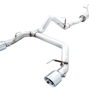 AWE Tuning Exhaust System Kit, 0FG Cat-Back System, T304L Stainless Steel, Without Muffler, Single Exhaust with Dual Exits, Rear Exit – 3015-32456