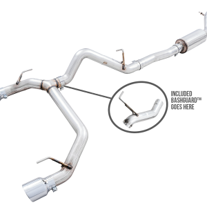 AWE Tuning Exhaust System Kit, 0FG Cat-Back System, T304L Stainless Steel, Without Muffler, Single Exhaust with Dual Exits, Rear Exit – 3015-32456