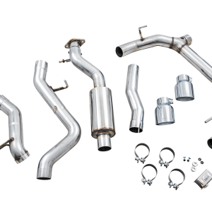 AWE Tuning Exhaust System Kit, 0FG Cat-Back System, T304L Stainless Steel, Without Muffler, Single Exhaust with Dual Exits, Rear Exit – 3015-32456