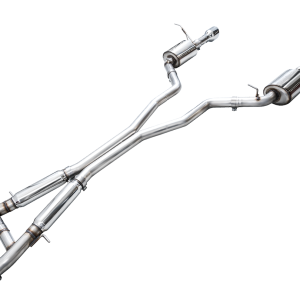 AWE Tuning Exhaust System Kit, Touring Edition Cat-Back System, Stainless Steel, With Muffler, Dual Exhaust with Dual Outlet, Rear Exit – 3015-32952