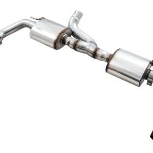 AWE Tuning Exhaust System Kit, Tread Edition Axle-Back System, Stainless Steel, Without Muffler, 3 Inch Pipe Diameter – 3015-33003
