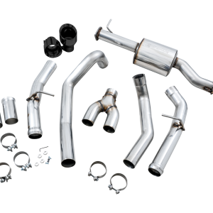 AWE Tuning Exhaust System Kit, 0FG Cat-Back System, T304L Stainless Steel, With Muffler, Single Exhaust with Dual Exits, Rear Exit – 3015-33006