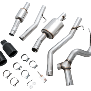 AWE Tuning Exhaust System Kit, Tread Edition Cat-Back System, Stainless Steel, Without Muffler, 3 Inch Pipe Diameter – 3015-33101