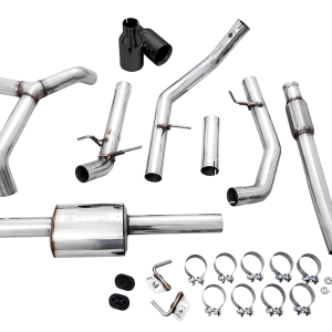 AWE Tuning Exhaust System Kit, 0FG Cat-Back System, Stainless Steel, Without Muffler, Single Exhaust with Dual Exits, Rear Exit – 3015-33206