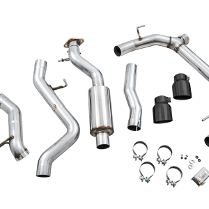 AWE Tuning Exhaust System Kit, 0FG Cat-Back System, T304L Stainless Steel, Without Muffler, Single Exhaust with Dual Exits, Rear Exit – 3015-33456