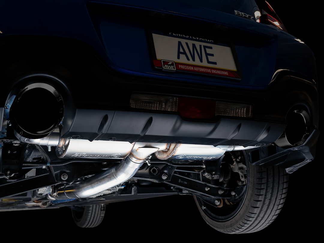 AWE Tuning Exhaust System Kit, Touring Edition Cat-Back System, Stainless Steel, Without Muffler, Single Exhaust with Dual Outlet – 3015-33486