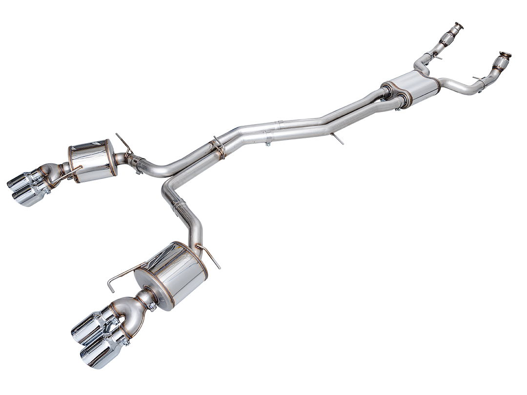 AWE Tuning Exhaust System Kit, Touring Edition Cat-Back System, Stainless Steel, With Muffler, Dual Exhaust with Quad Outlet, Rear Exit – 3015-42103