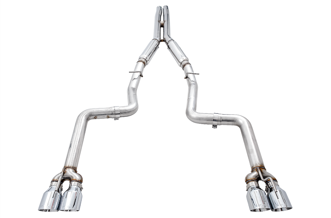 AWE Tuning Exhaust System Kit, Track Edition Cat-Back System, Stainless Steel, Without Muffler, Dual Exhaust, Rear Exit – 3015-42136