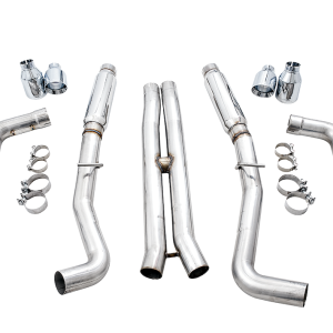 AWE Tuning Exhaust System Kit, Track Edition Cat-Back System, Stainless Steel, Without Muffler, Dual Exhaust, Rear Exit – 3015-42136