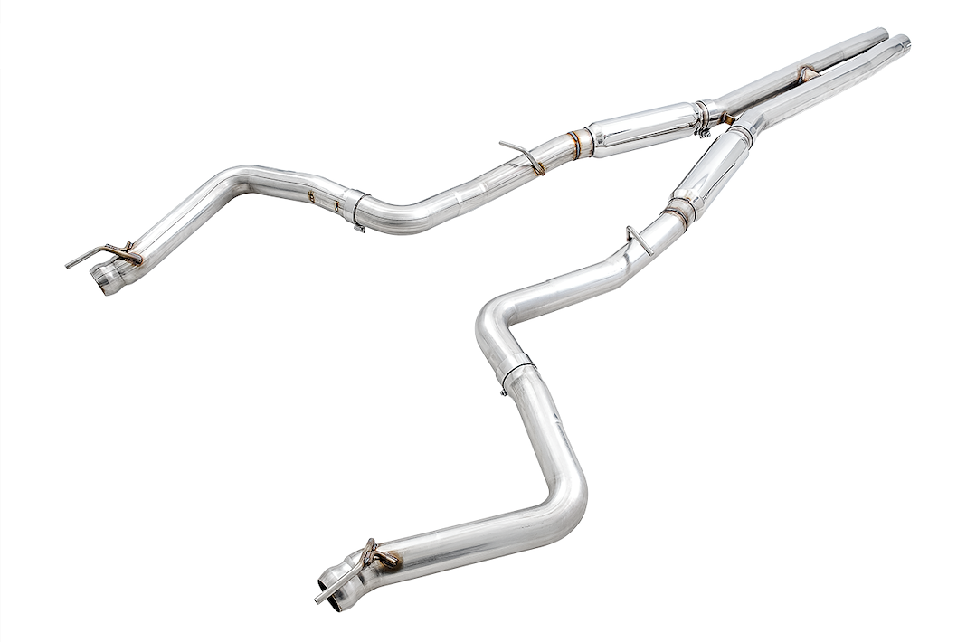AWE Tuning Exhaust System Kit, Track Edition Cat-Back System, Stainless Steel, Without Muffler, Dual Exhaust, Rear Exit – 3015-42136