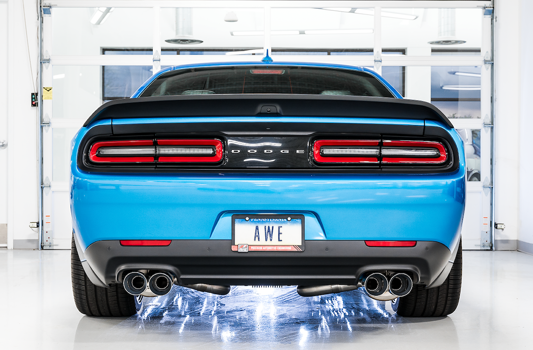 AWE Tuning Exhaust System Kit, Track Edition Cat-Back System, Stainless Steel, Without Muffler, Dual Exhaust, Rear Exit – 3015-42136