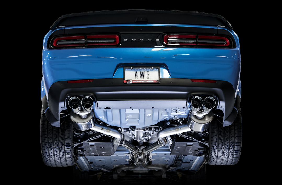 AWE Tuning Exhaust System Kit, Track Edition Cat-Back System, Stainless Steel, Without Muffler, Dual Exhaust, Rear Exit – 3015-42136