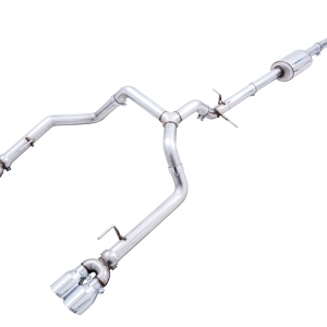 AWE Tuning Exhaust System Kit, 0FG Cat-Back System, Stainless Steel, Without Muffler, Single Exhaust with Dual Exits, Rear Exit – 3015-42201