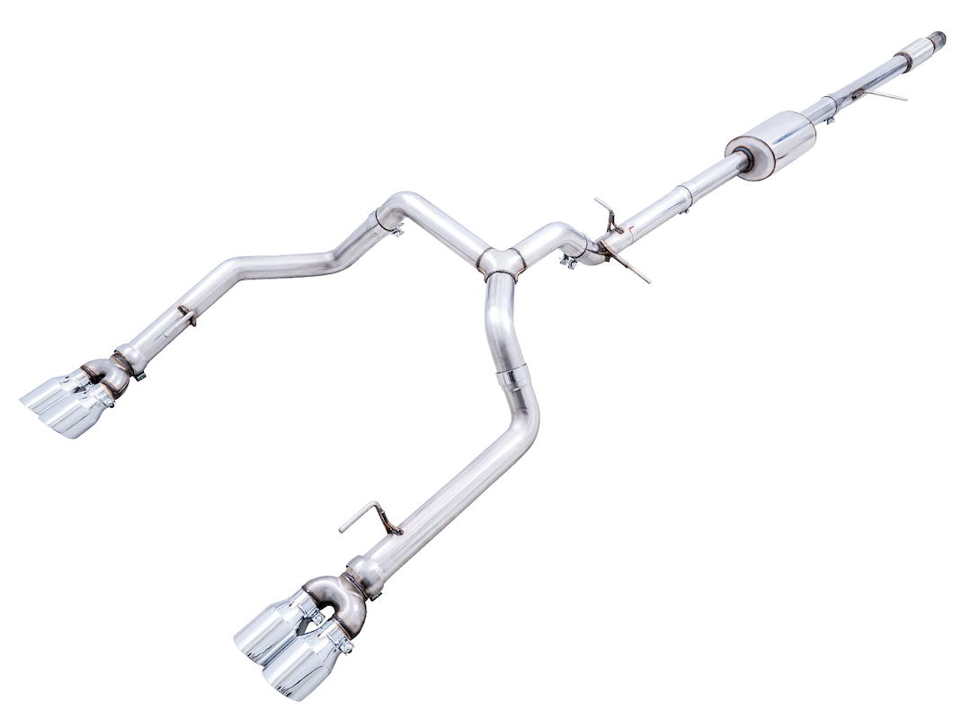 AWE Tuning Exhaust System Kit, 0FG Cat-Back System, Stainless Steel, Without Muffler, Single Exhaust with Dual Exits, Rear Exit – 3015-42201