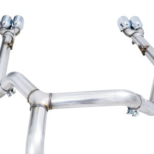 AWE Tuning Exhaust System Kit, 0FG Cat-Back System, Stainless Steel, Without Muffler, Single Exhaust with Dual Exits, Rear Exit – 3015-42201