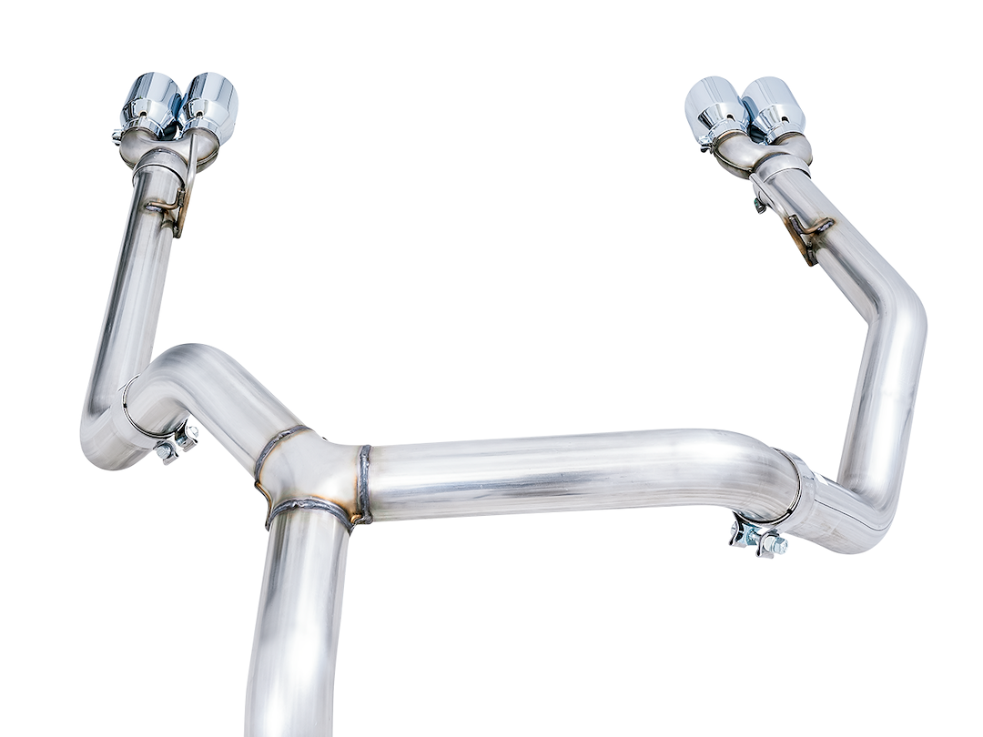 AWE Tuning Exhaust System Kit, 0FG Cat-Back System, Stainless Steel, Without Muffler, Single Exhaust with Dual Exits, Rear Exit – 3015-42201